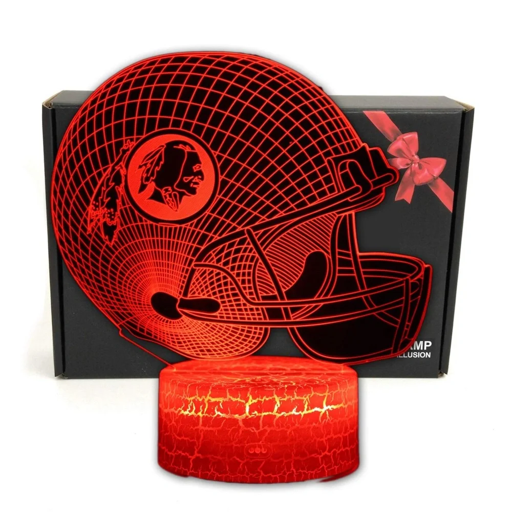 3D Lamp Illusion Redskin Football Team Lamp - Picture 3 of 4